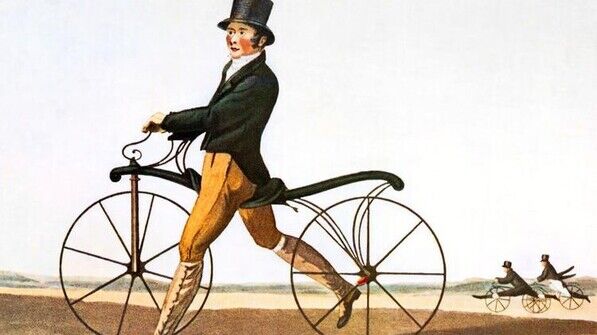 Der Urahn des Fahrrads: 1817 konstruierte Karl Freiherr von Drais ein hölzernes Laufrad. Foto: akg-images / Science Photo Library