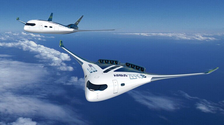 Jet der Zukunft: So könnten laut Airbus in einigen Jahren neue Flugzeuge aussehen.