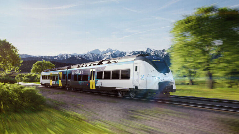 Nimmt Fahrt auf: Klimaneutraler Schienenverkehr wie hier der H2-Zug von Siemens ist nur eines von vielen Beispielen, wie Wasserstoff bei der Energiewende helfen kann. 