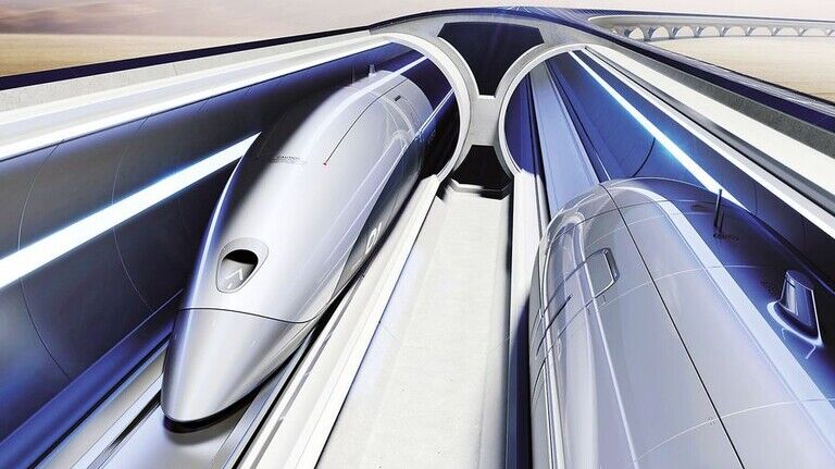 Visionäre Idee: Die Bahn soll durch luftleere Röhren rasen. Foto: Hyperloop Transportation Technologies (HTT).