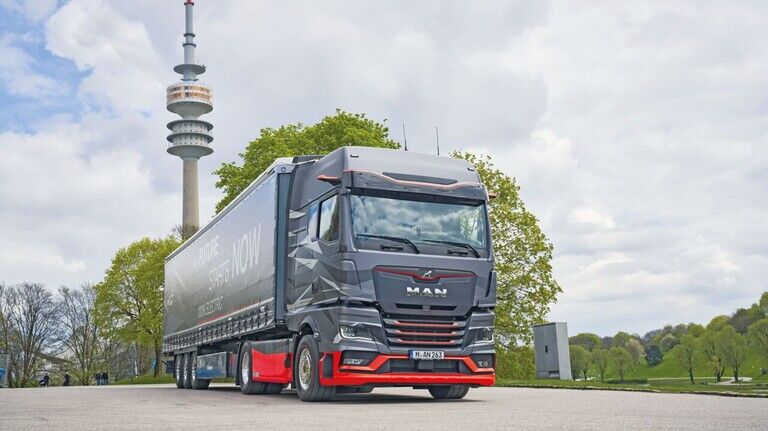 Auf Bayerns Straßen probeweise unterwegs: Der neue Elektro-Truck von MAN.